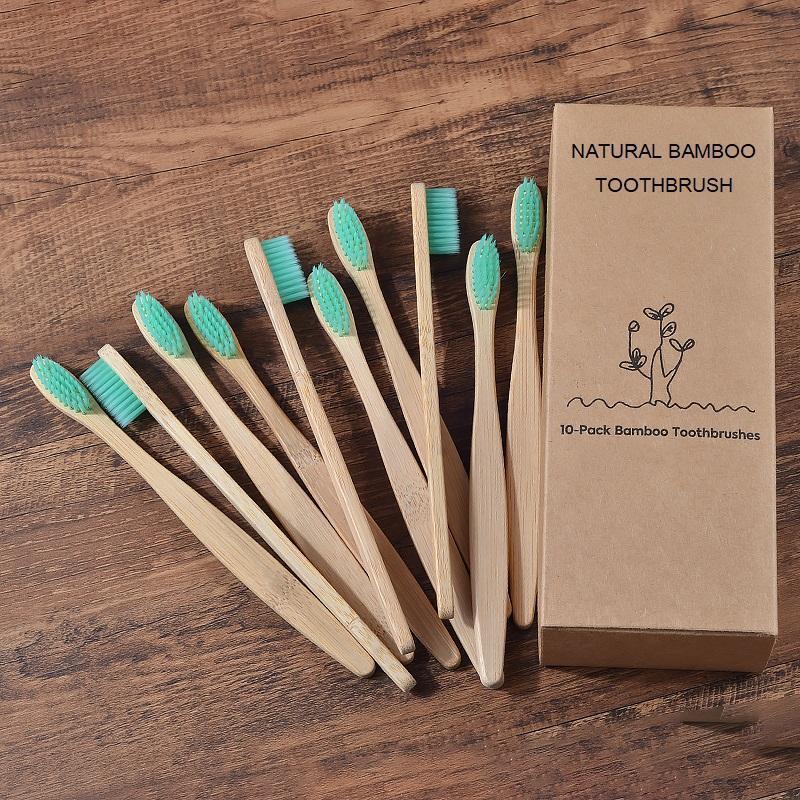 Kit 10 Escovas de Bambu Ecológicas Biodegradáveis